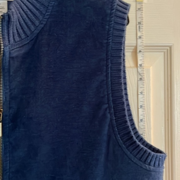 VTG-Alfred Dunner- 12-navy blue-corduroy sleeveless zip up vest lined rib detail - Picture 6 of 12